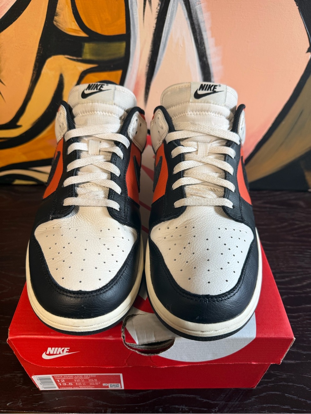 Nike Dunk Lo Retro Sneakers in vintage coral, Black & Orange